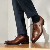 Simple And Unique Handmade Brown Oxfords Formal Shoes - Thumbnail 1