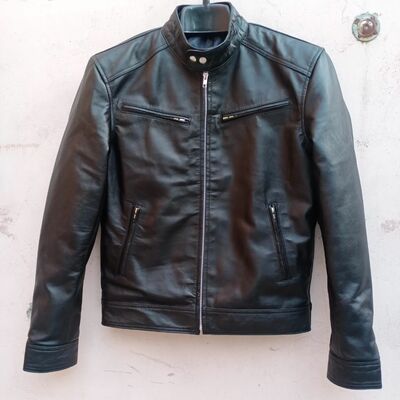 Crafted leather mens leather jacket pure lambskin motorcycle slim fit biker  - Thumbnail 5