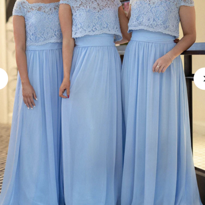 Sky blue bridesmaid dresses wedding gown two piece