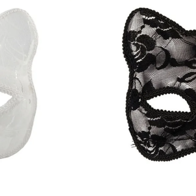Halloween lace kitty face mask white or black lace