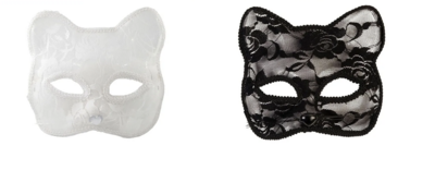 Halloween Lace Kitty Face Mask White or Black lace