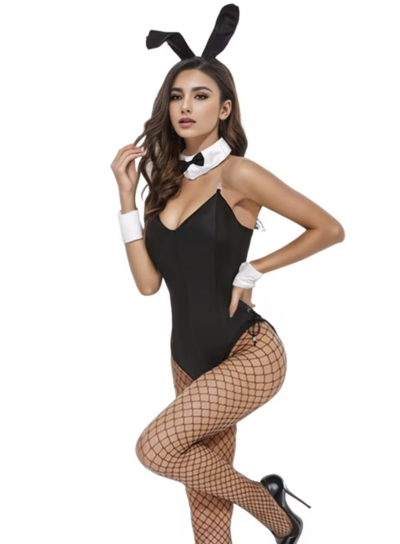 Sexy Halloween Bunny Girl Costume Pink or Black with accessories