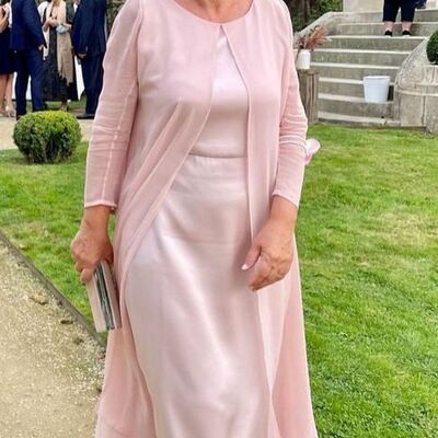 Pink mother of the bride/groom dresses with shawl evening gowns knee length wedding guest dress