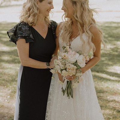 Black lace mother of the bride/groom dresses evening gowns wedding guest dress