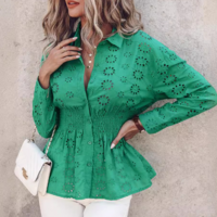 Temperament Women'S Long Sleeved Green Shirt - Thumbnail 3