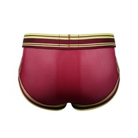 3PK Burgundy mesh gauze men's sexy underwear mesh holes lingerie quick-dry cut-out briefs underpants JM388 - Thumbnail 2