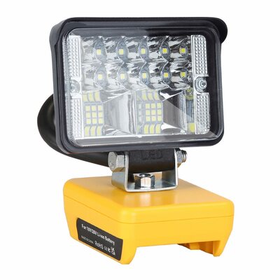 Cordless led work light led flood light for dewalt 18v 20v 60v battery 12w 2800lm with dual usb charging port for workshop camping outdoor emergencies