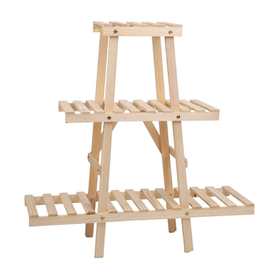 Wooden plant stand 3-tier potted flower shelf multi-tier flower pot rack holder triangle ladder plant vase display rack 82lbs max load for indoor pati
