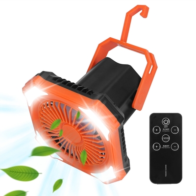 Portable camping lantern fan 10000mah battery powered hanging fan usb rechargeable tent fan with 4 light modes 3 wind modes emergency power bank remot