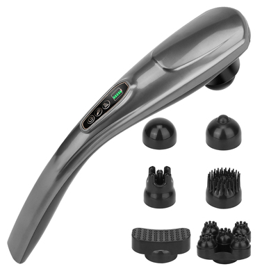 Cordless handheld back massager deep tissue rechargeable electric massager w/ 12 modes 10 intensity 6 interchangeable nodes for muscle foot neck shoul