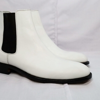 Crafted Leather Classic Dress Shoes Men White Leather Chelsea Boot  - Thumbnail 3