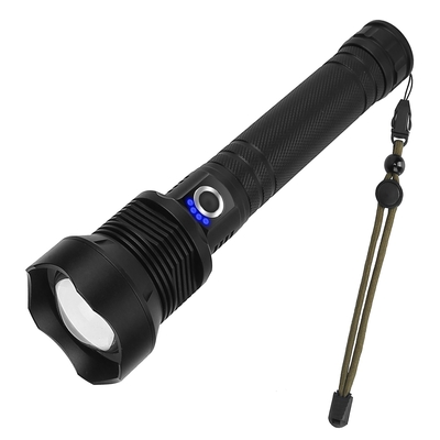 Led tactical flashlights 30000lm usb rechargeable flashlight water-resistant zoomable led torch w/ 3 modes sos 3200mah battery handheld flashlights fo