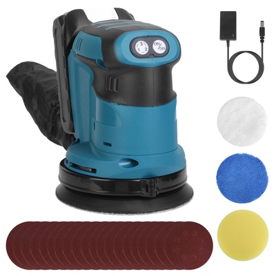 Cordless electric orbital sander with dust collector 20v rechargeable battery 4.92in random orbit 3 speeds up to 11000opm for car detailing sanding po