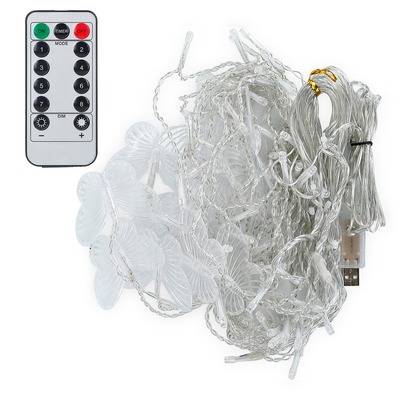 Butterfly curtain string lights usb powered colorful led fairy lamps w/8 modes 96 led remote control 11.5ft for bedroom weddings christmas party decor