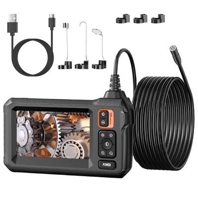 Industrial endoscope camera 1080p 4.3in colorful ips screen 8mm ipx7 waterproof digital snake camera with 8pcs led lights inspection camera with 16.4f