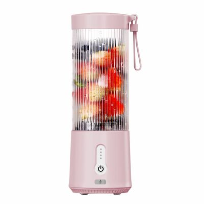 Portable fruit blender - 450ml/15.2oz, 6 blade, rechargeable - perfect for shakes, smoothies, and juice - mini mixer for outdoor, gym, office-hot pink