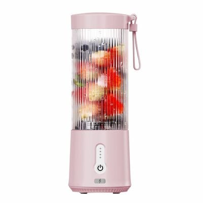 Portable Fruit Blender - 450ML/15.2OZ, 6 Blade, Rechargeable - Perfect for Shakes, Smoothies, and Juice - Mini Mixer for Outdoor, Gym, Office-Hot Pink