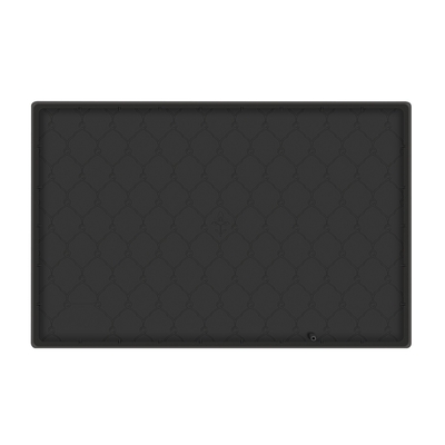 Silicone under sink mat for cabinet 34x22" sink cabinet protector mat kitchen bathroom cabinet liner with drain hole hold up to 3 callons liquid-black