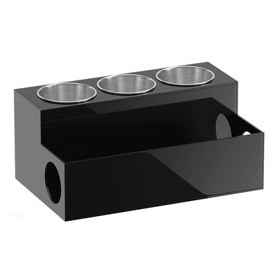 Hair dryer organizer acrylic hair styling tools organizer blow dryer curling irons tray with 3 stainless steel cups for hair dryer flat irons curling