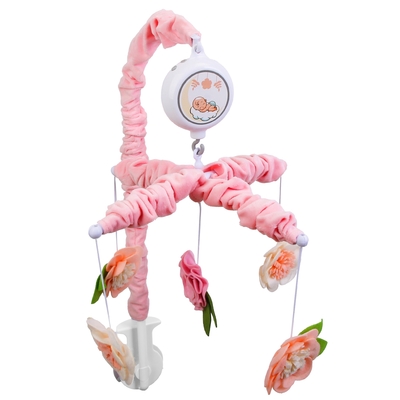 Musical crib mobile for girls baby musical crib bed bell nursery mobile with 12 melodies 5 flower rattles 3 modes volume adjustment newborn gift-pink