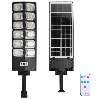 Solar powered wall light 504 led beads pir motion sensor lamp outdoor ip65 waterproof with remote control for garage front door garden pathway-black