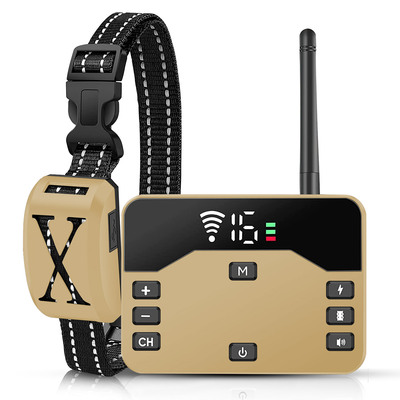 2 in 1 wireless electric dog fence waterproof pet shock boundary containment system electric training collar for small medium large dogs-gold-1 pack