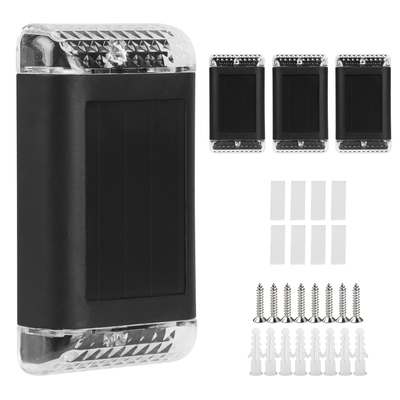 4pack solar powered wall sconce light ip55 waterproof rechargeable optical sensor lamp warm yellow lighting lamp for outdoor fence path deck patio