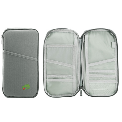 Travel passport wallet 12cells ticket id credit card holder water repellent documents phone organizer zipper case business trip daily use-silver