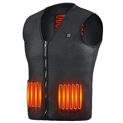 Heat jacket vest 3 heating gear adjustable usb heated vest warm heat coat vest w/ 5 heating zones for men women winter outdoor activity-black-xl