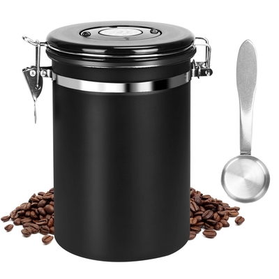 61oz stainless steel coffee container with scoop date month tracker airtight coffee canister for coffee beans grounds tea sugar nut candy flour