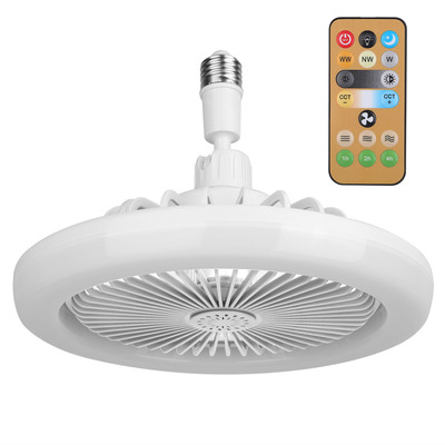 Ceiling fan with lights remote control 9.44in e27 socket fanlight with dimmable dimming light color brightness 3 fan speed timer function-white