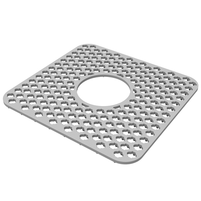 2Pcs Silicone Grid Sink Mat with Central Drain Hole 11.61x13.58Inch Non-Slip Kitchen Stainless Steel Sink Protector Dishwasher Safe-Gray-Small