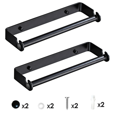 2 pack wall mounted paper towel holder under cabinet paper towel rack for bathroom kitchen pantry sink balcony aluminum toilet paper holder