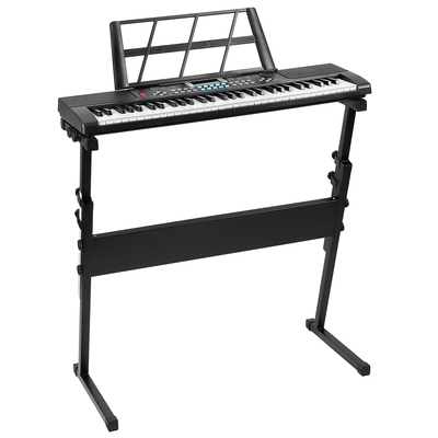 61 keys digital music electronic keyboard electric musical piano instrument kids learning keyboard w/ stand microphone for beginners-black