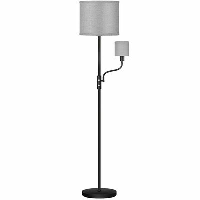 67.32in mother daughter floor lamp, linen shade, 3200k brightness, 360? adjustable reading light, modern decoration, living room bed-gray