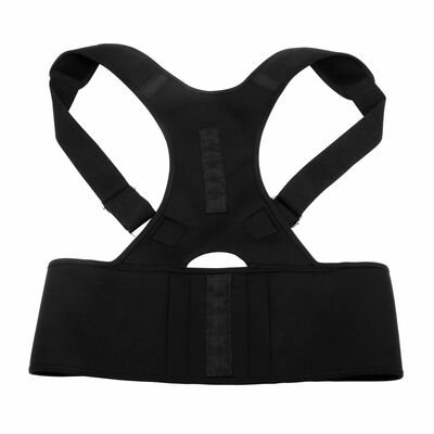 Unisex magnetic posture corrector support belt - adjustable upper back braces for pain relief - clavicle shoulder brace thera-black-medium