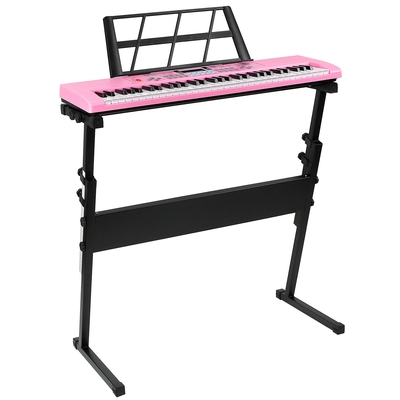 61 keys digital music electronic keyboard electric musical piano instrument kids learning keyboard w/ stand microphone for beginners-pink