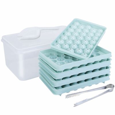 Small ice cube trays - 4 packs, mini circle tray with lid, round ice ball maker mold. 132pcs ice cubes, perfect for chilling drinks.-blue