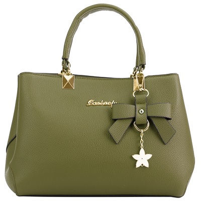 Women ? s Soft Leather Handbag Tote Shoulder Crossbody Bag 7 Cells Zipper Purse Handle Bag Phone Cosmetic Bags with 47.64in Straps-Green