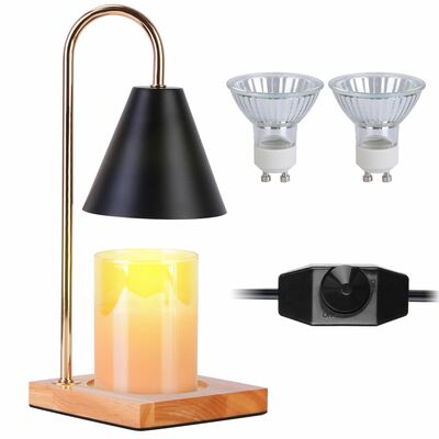 Dimmable electric wax melt warmer lamp - decorative metal lantern with 2 gu10 bulbs - fragrance candle melt light (150 characters)-black