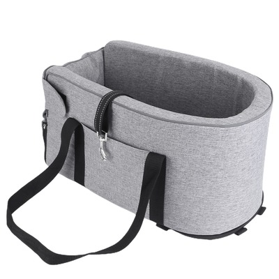 Console Pet Car Seat with Storage Pocket Booster Car Seat Portable Pet Travel Bag Machine Washable Pet Seat Fit For Small Dog Cat-Silver