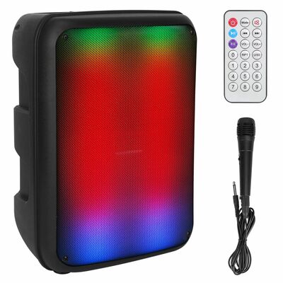 8in portable wireless party speaker with colorful lights, tws function, fm radio, usb/mmc card reading, aux in, recording function, mic