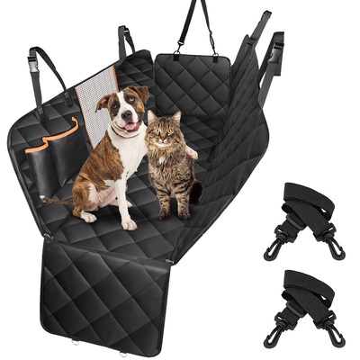 Dog car seat cover waterproof scratchproof pet car rear protector mat pet back seat hammock with 2 door slide straps for car truck suv