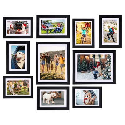 10pcs picture frames set wall desktop display photo frame 4pcs 5x7in collage frames 4pcs 6x8in frames 2pcs 8x10in gallery frames black
