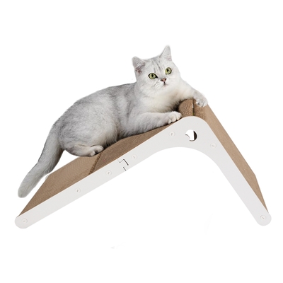 Indoor l shaped cat scratcher with cat interactive toy cardboard 23.62in high lounge bed furniture protector cat kitten scratching pad