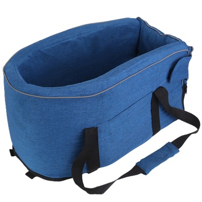 Console pet car seat with storage pocket booster car seat portable pet travel bag machine washable pet seat fit for small dog cat-blue