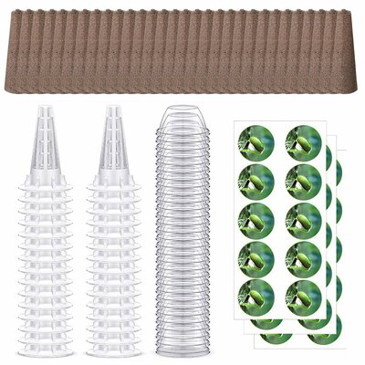 120pcs seed pod kit hydroponic garden growing containers grow anything kit with 30pcs baskets 30pcs lids 30pcs sponged 30pcs stickers
