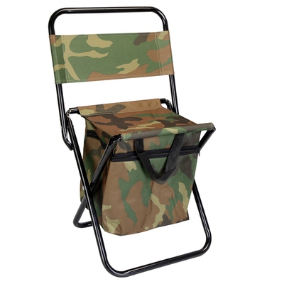 Foldable fishing chair with backrest built-in cooler bag portable handle outdoor lightweight fishing stool for camping hiking hunting