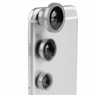 Magnetic phone camera lens kit: 180?fisheye lens, 0.67xwide angle, 10x macro lens for iphone x/8/7/6s, samsung galaxy s10/s9.-silver