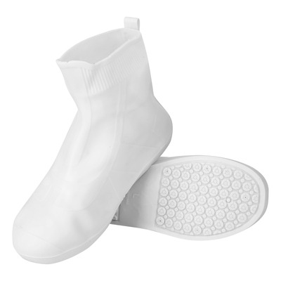 Waterproof shoe covers reusable not-slip rain shoe covers protectors foldable tpe??rubber shoe protectors for men women kids-white-xl